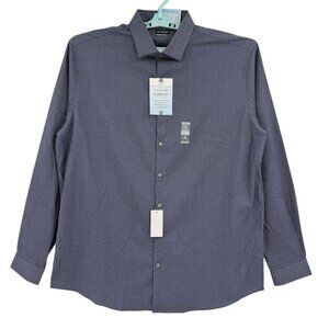 Van Heusen Men's Comfort Performance Stretch Blue Dress Shirt Size Tall 18-37/38